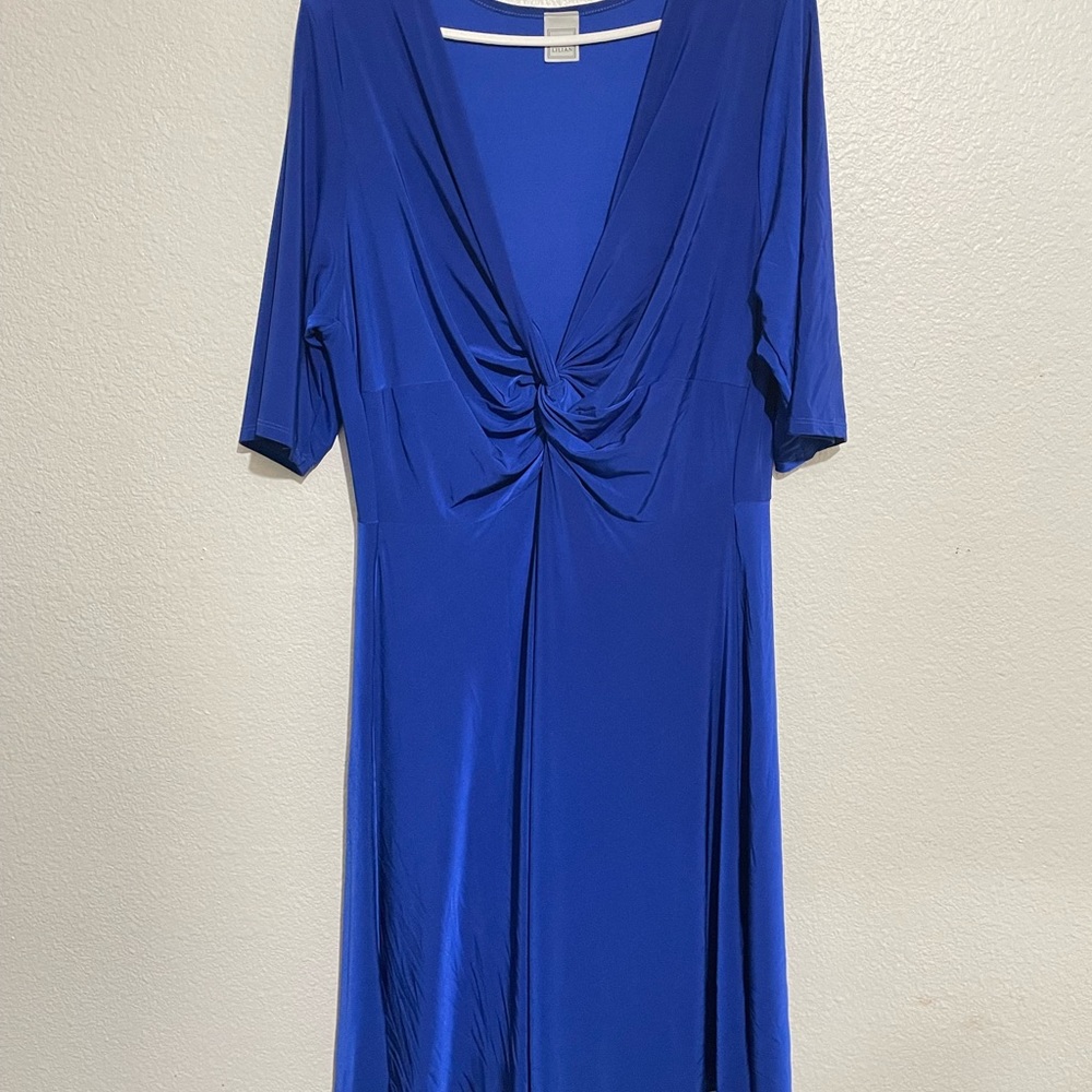Lilian blue v neck dress plus size